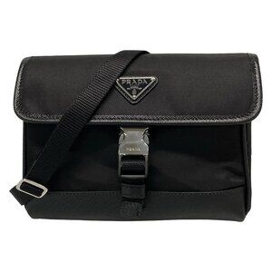 Auth PRADA Saffiano leather smartphone case 2ZH108 Black Nylon Saffiano Leather